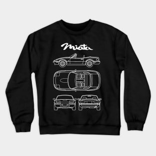 Miata NA MX-5 Blueprint White Crewneck Sweatshirt